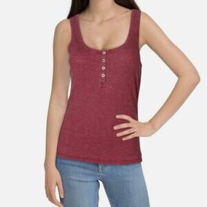 Chaser NEW Henley Snap Tank in Sangria Pink XS Sleeveless
